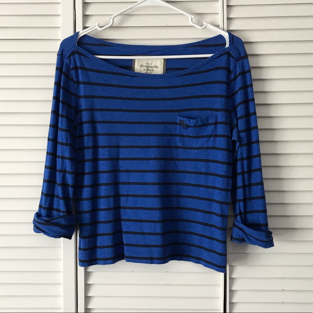 Abercrombie and Fitch Striped Quarter-Sleeve Top